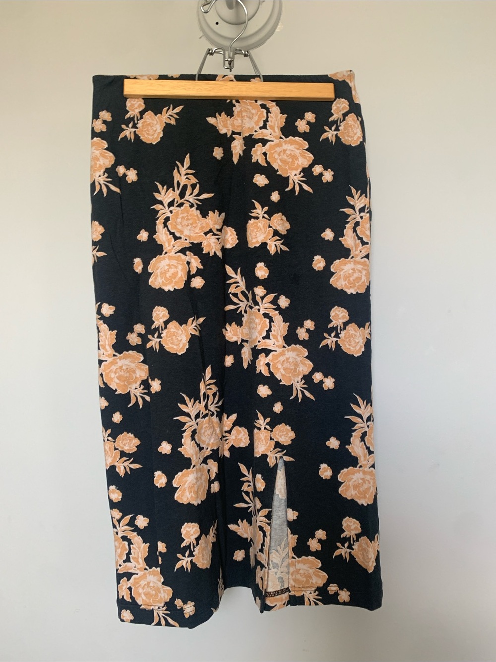 Pact Black Pencil Skirt with Peach Floral Print